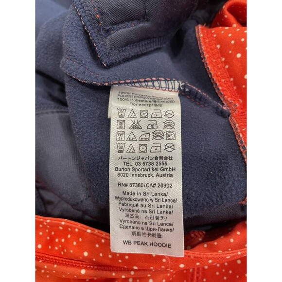 Burton Hoodie Women’s Small Full Zip WB Peak  Dryride Fabric Orange White & Blue - Picture 4 of 5
